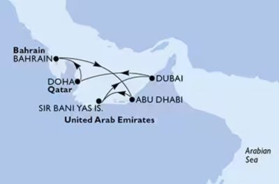 MSC Virtuosa itinerario Dubai Abu Dhabi Qatar