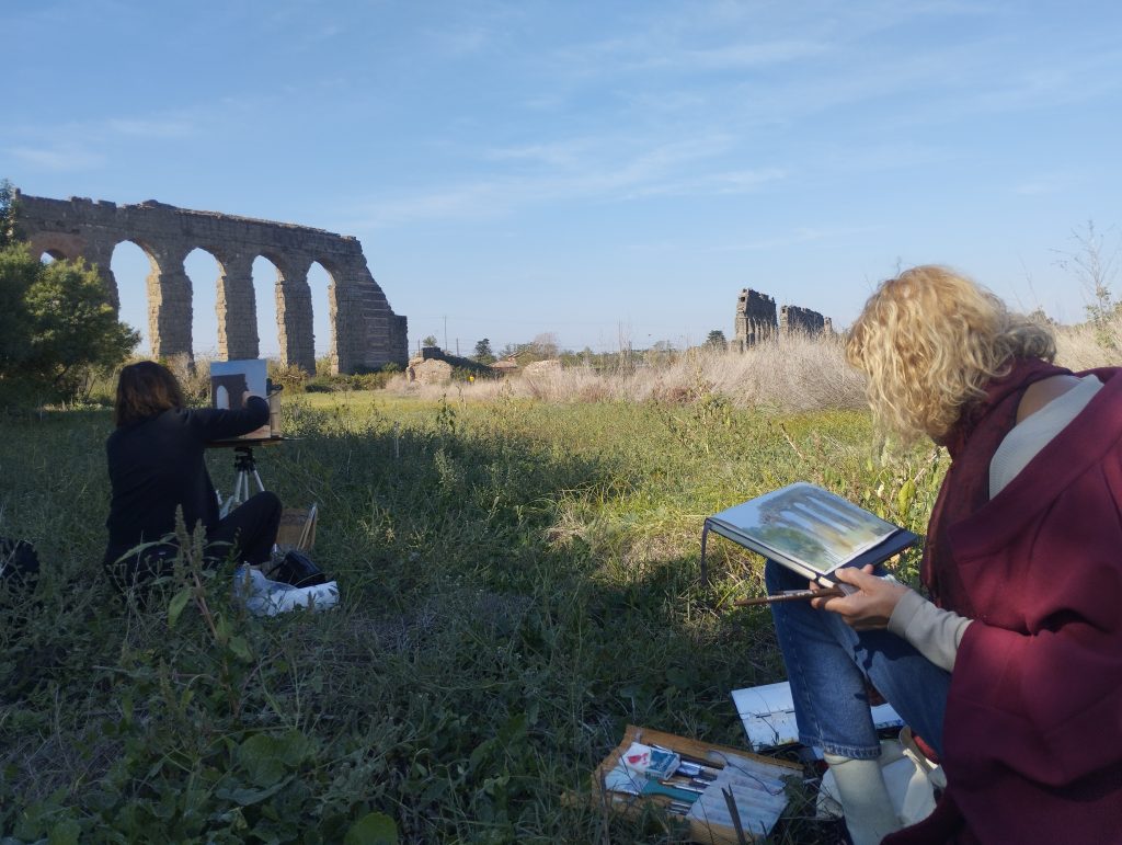 dipingere immersa nella natura