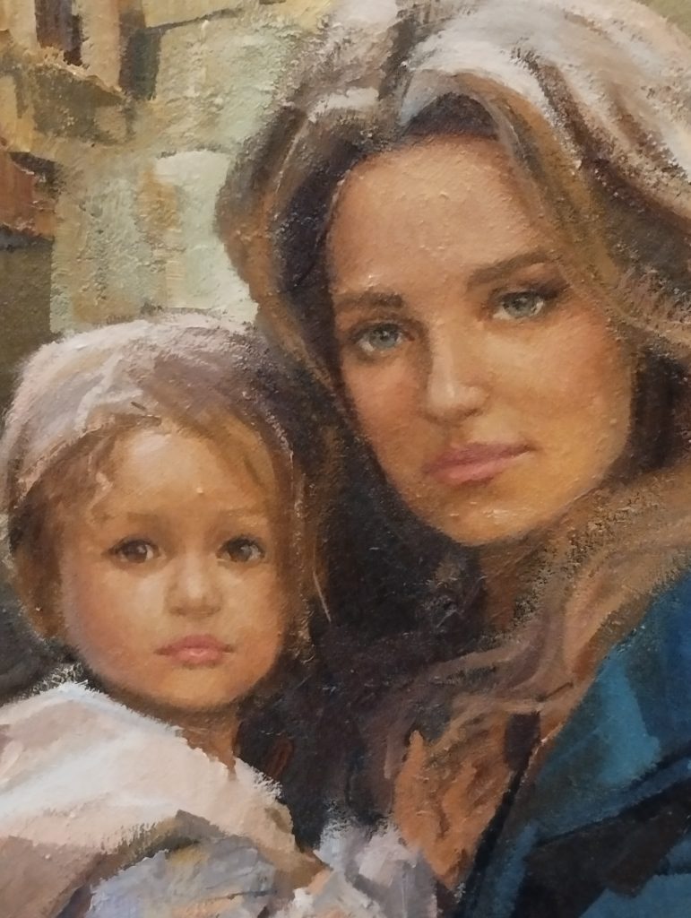 passeggiare per la mia bellissima citta', entrare in una chiesa ed essere colpita dalle tele rappresentanti la nativita'.