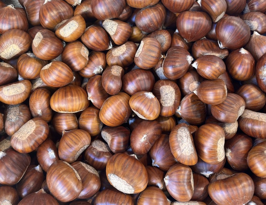 In autunno,cammino tra le sagre e le fiere dei paesi, mi lascio tentare dalle castagne arrostite: un profumo intenso e autentico che avvolge tutte le bancarelle e scalda l’aria.