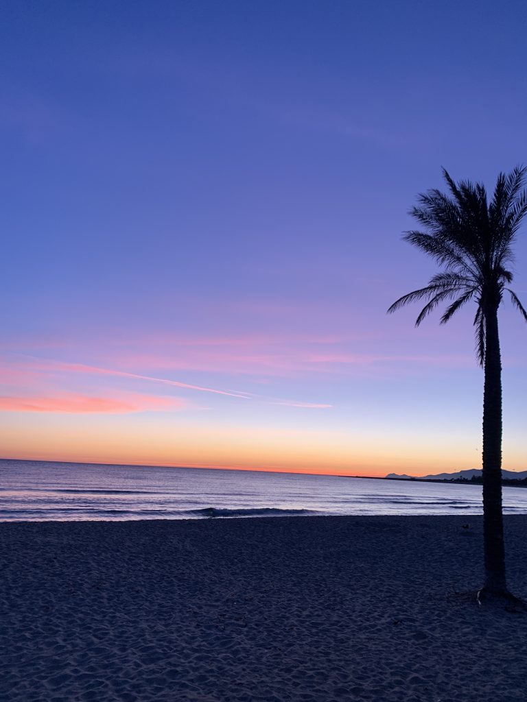 Svegliarsi la mattina, camminare in spiaggia e godersi l'alba