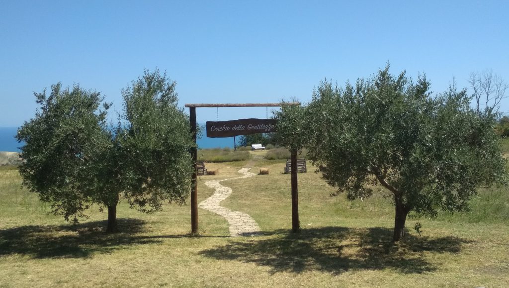 Seguire il percorso e sedersi
 intorno al cerchio della Gentilezza